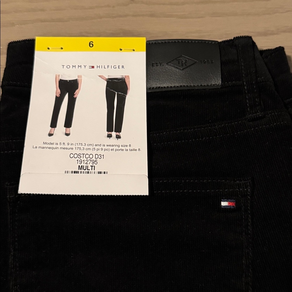Size 6 TOMMY HILFIGER STRAIGHT-LEG CORDUROY PANTS - Black - Picture 4 of 6